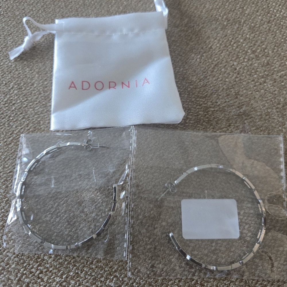 Adornia Silver Hoop Earrings Women New